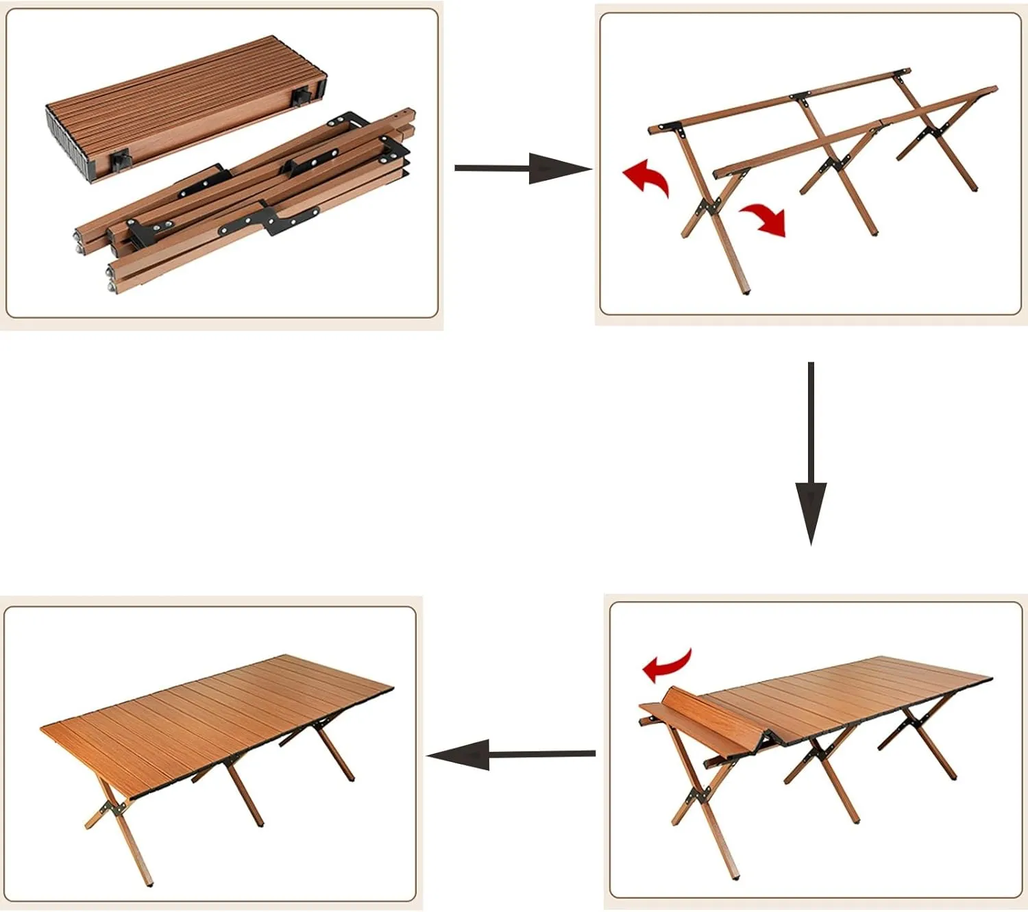Camping Table Roll Up Table Lightweight, 4 Person Portable Table with Carry Bag for Outdoor BBQ Picnic Gathering(A,60x60x45cm)
