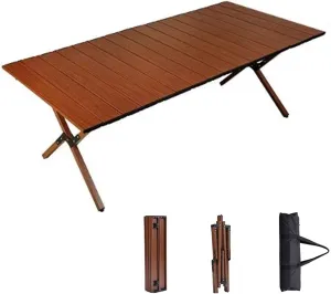 Camping Table Roll Up Table Lightweight, 4 Person Portable Table with Carry Bag for Outdoor BBQ Picnic Gathering(A,60x60x45cm)