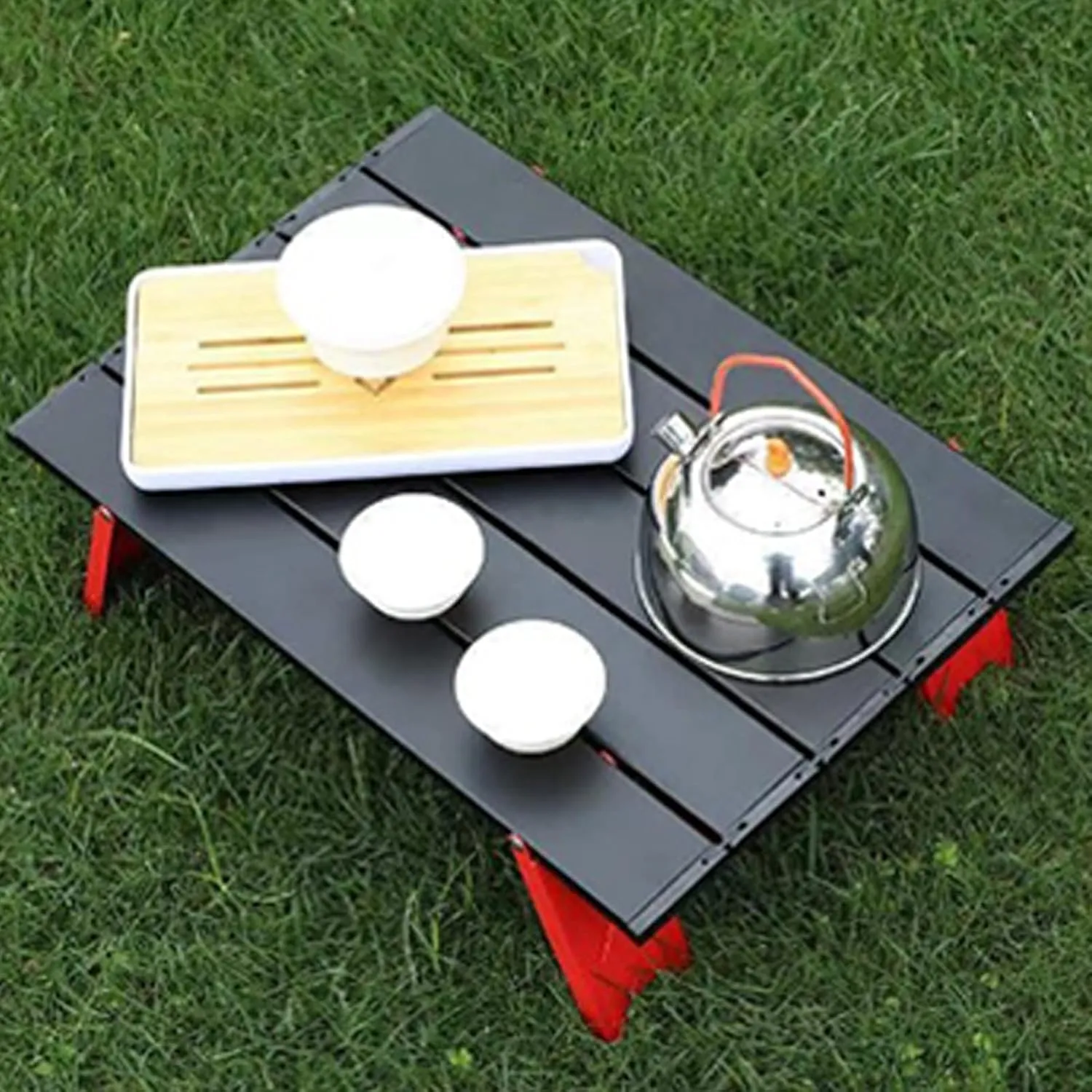 Camping Table, Thickened Aluminum Alloy Steel Pipe Safer Stable Portable Table, Good Workmanship Folding Camp Table, for Garden, Going Fishing[Black]