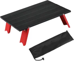 Camping Table, Thickened Aluminum Alloy Steel Pipe Safer Stable Portable Table, Good Workmanship Folding Camp Table, for Garden, Going Fishing[Black]