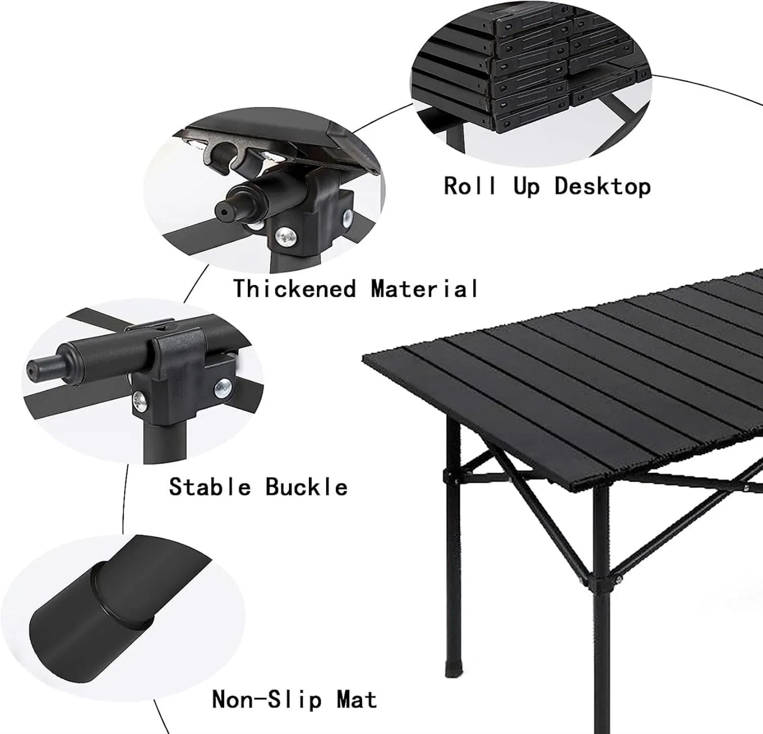 Camping Tables Folding Table for Outdoor Camp BBQ Fishing with Aluminum Roll up Table Top,Portable Lightweight Table and Chairs Set