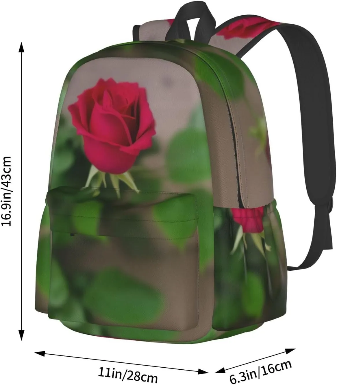 Candles And Roses Backpack Print Shoulder Canvas Bag Travel Large Capacity Casual Daypack With Side Pockets