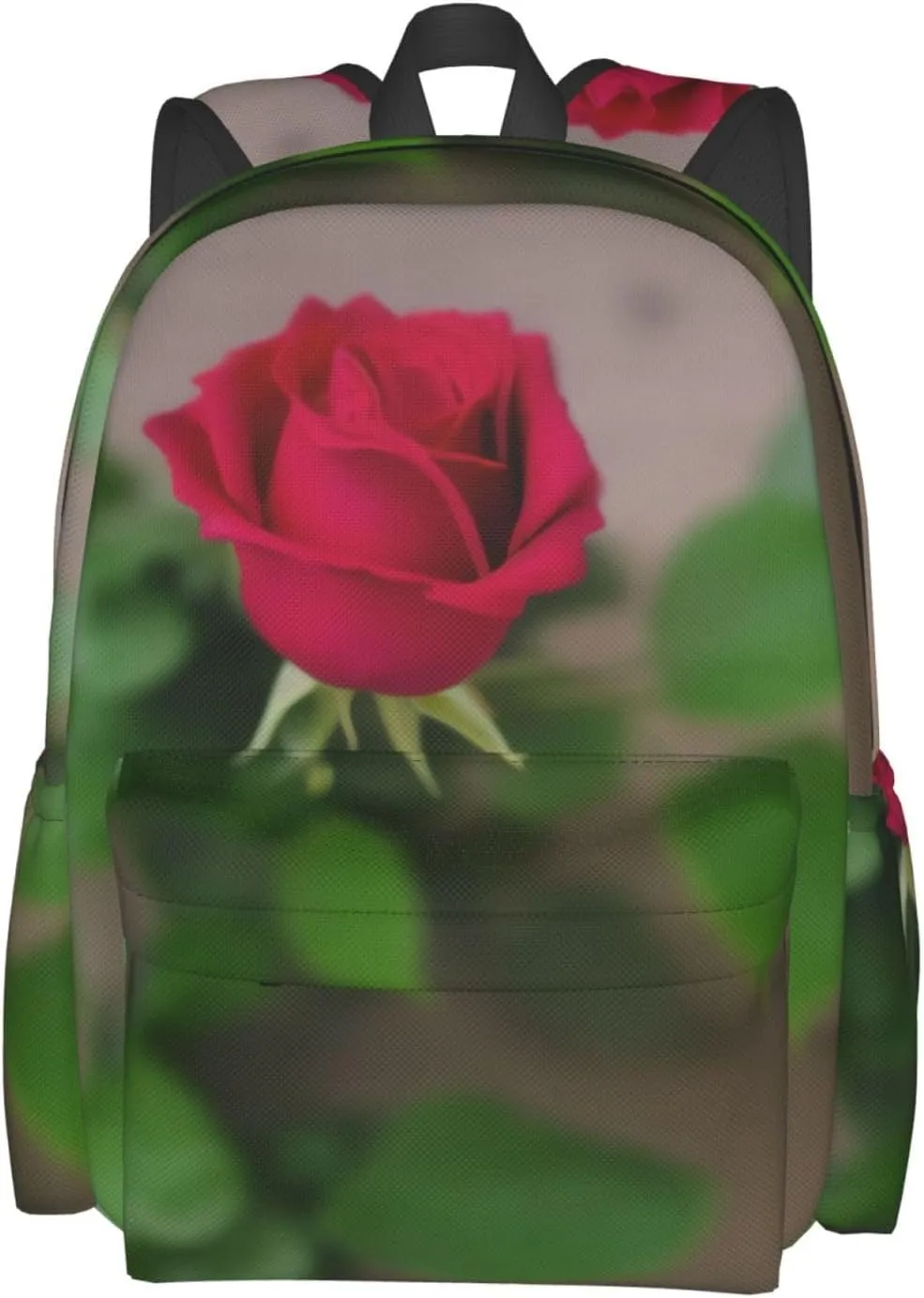 Candles And Roses Backpack Print Shoulder Canvas Bag Travel Large Capacity Casual Daypack With Side Pockets