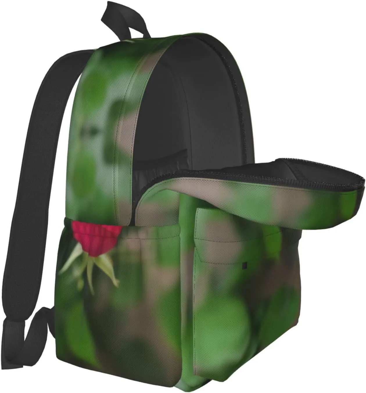 Candles And Roses Backpack Print Shoulder Canvas Bag Travel Large Capacity Casual Daypack With Side Pockets