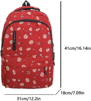 Capybara Cute Backpack Large Capacity Kawaii Schoolbag Travel Backpack (Red)