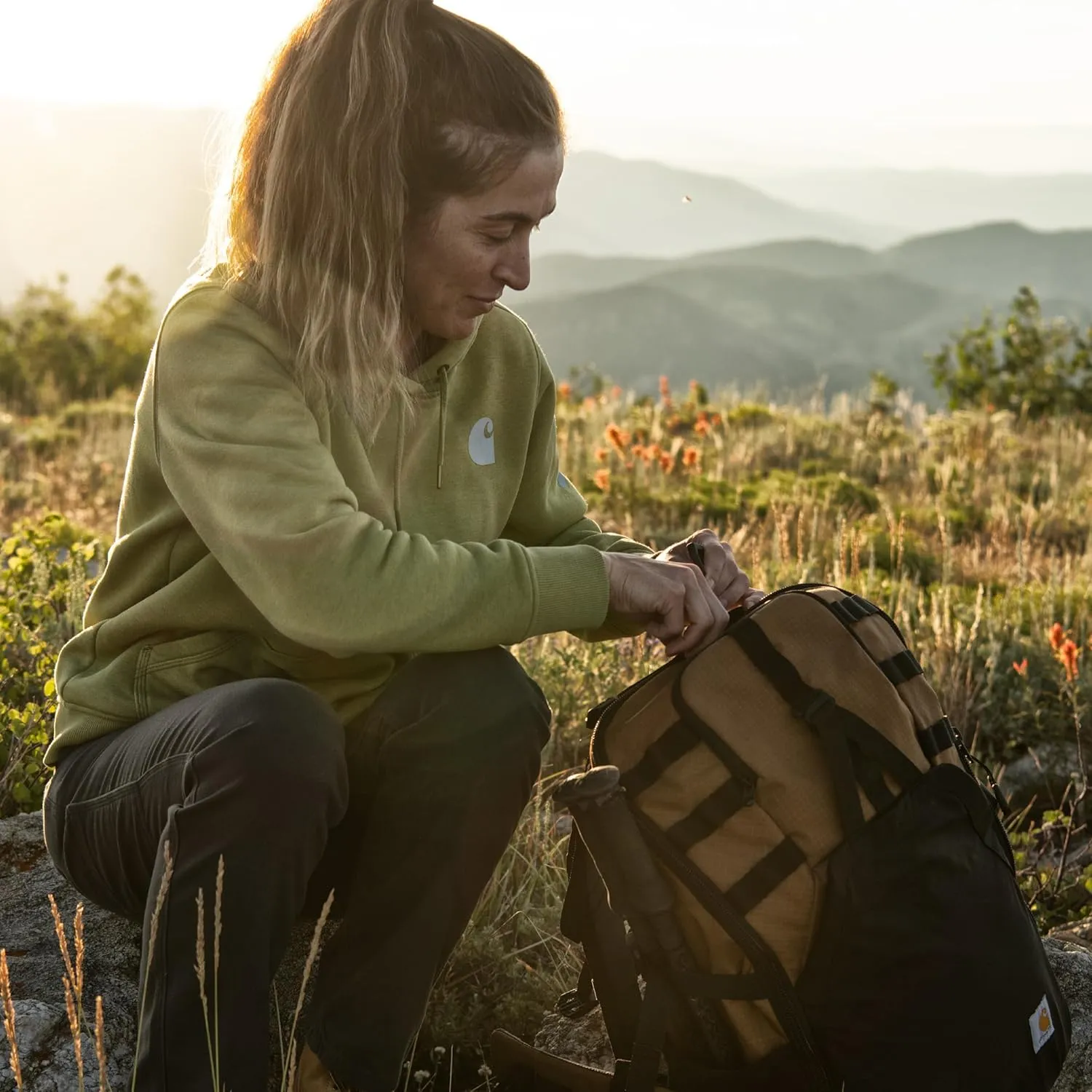 Carhartt 45L Nylon Internal Frame Hiking, Durable Camping & Backpacking Pack W/Hydration Port, Daypack for Men & Women, Brown, One Size