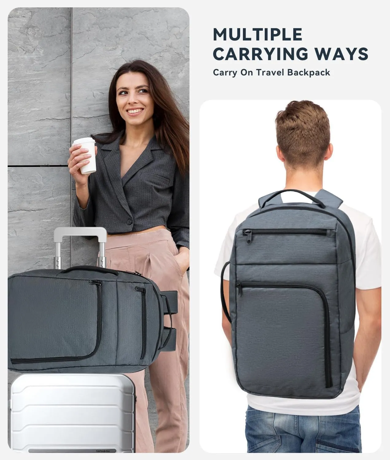 Carry on Backpack for Women Flight Approved 20.5x13x7.9(40L), Frontier Airlines Personal Item Bag Fit for 17in Laptop