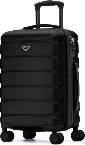 Carry On Suitcase 22x14x9 Hardside Built In TSA Lock & USB Port Lightweight Luggage Silent Double Spinner Wheels Maximum Overhead Carry-On Bag For American & United Approved Airlines