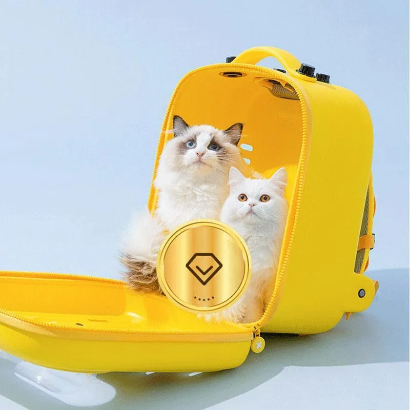 Cartoon Cat Carrier Backpack Large Yellow Pet Bag