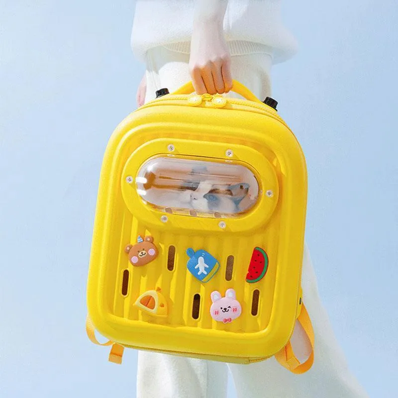 Cartoon Cat Carrier Backpack Large Yellow Pet Bag