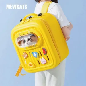 Cartoon Cat Carrier Backpack Large Yellow Pet Bag
