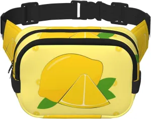 cartoon lemon Printed Fashion Crossbody Bag, Hiking Waist Bag, Square Double Layer Travel and Fitness Shoulder Bag