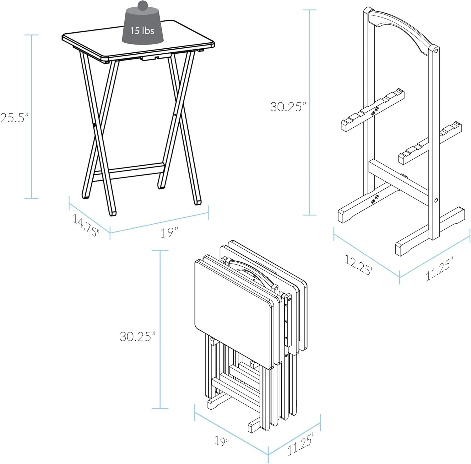 Casual Home 5 Piece Tray Table Set, Espresso