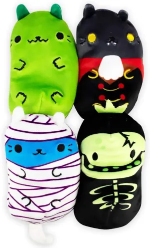 Cats vs Pickles - Scary Collection #2 - Catzilla, Count Catula, Coder Cat, & Skully - 4-Pack - 4" Cute Cuddly Collectible Bean Plush Toy - are You Team Cat or Team Pickle? Collect Them All!