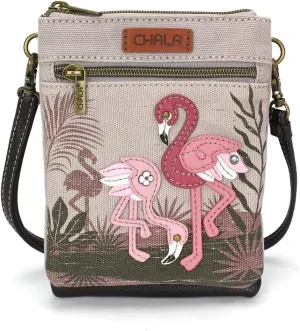 CHALA Double Pocket Xbody Women RFID Protected Canvas Crossody Purse with Adjustable Strap
