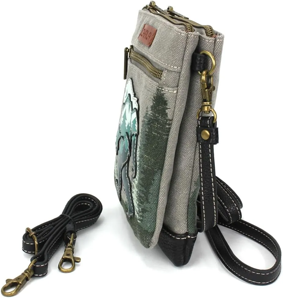 CHALA Double Pocket Xbody Women RFID Protected Canvas Crossody Purse with Adjustable Strap