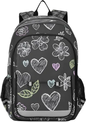 Chalk Painting Flower Backpack for Boys Girls Students Bookbag Travel Daypack