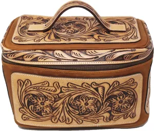 CHALLENGER Unisex Western Tooled Leather Cosmetic Dopp Kit Toiletry Bag 18RTT10