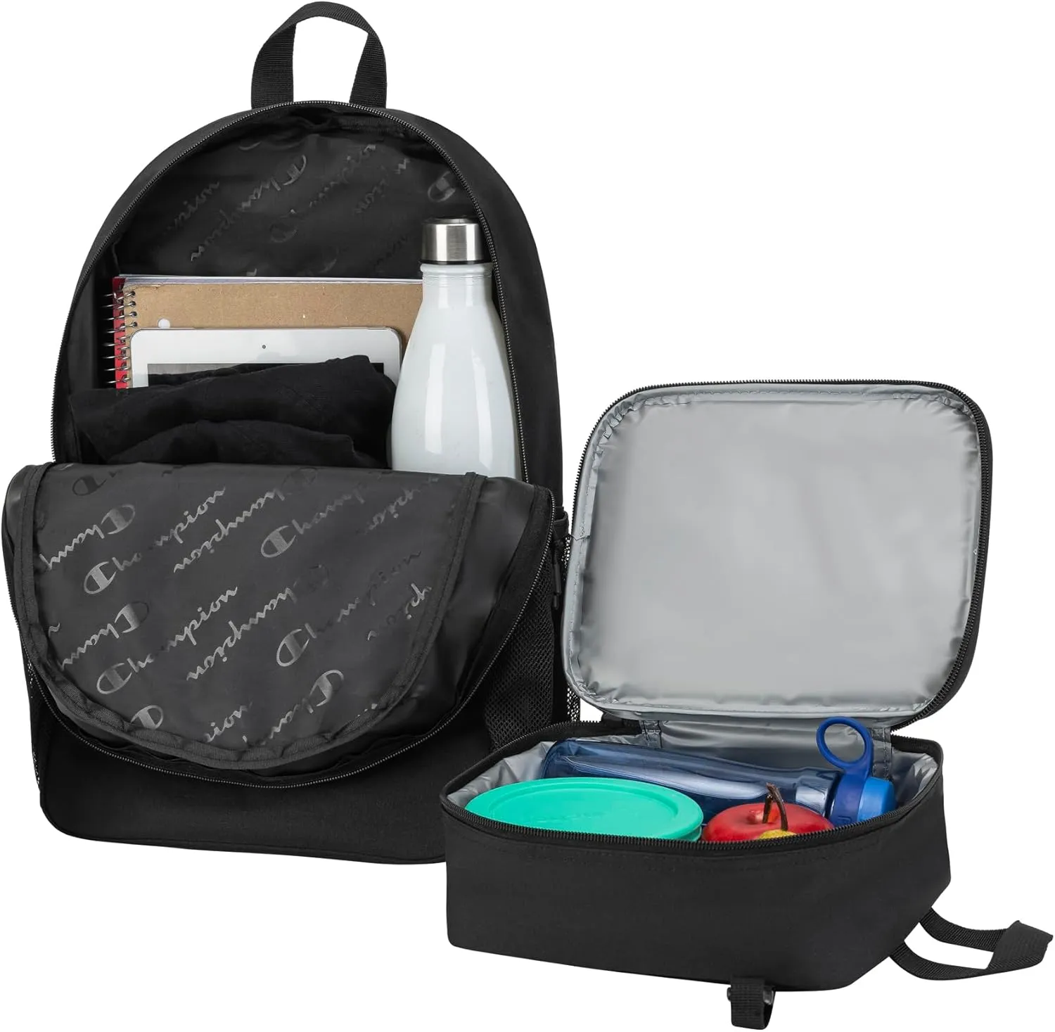 Champion Mode Lunch Kit & Backpack Combo, Black, One Size