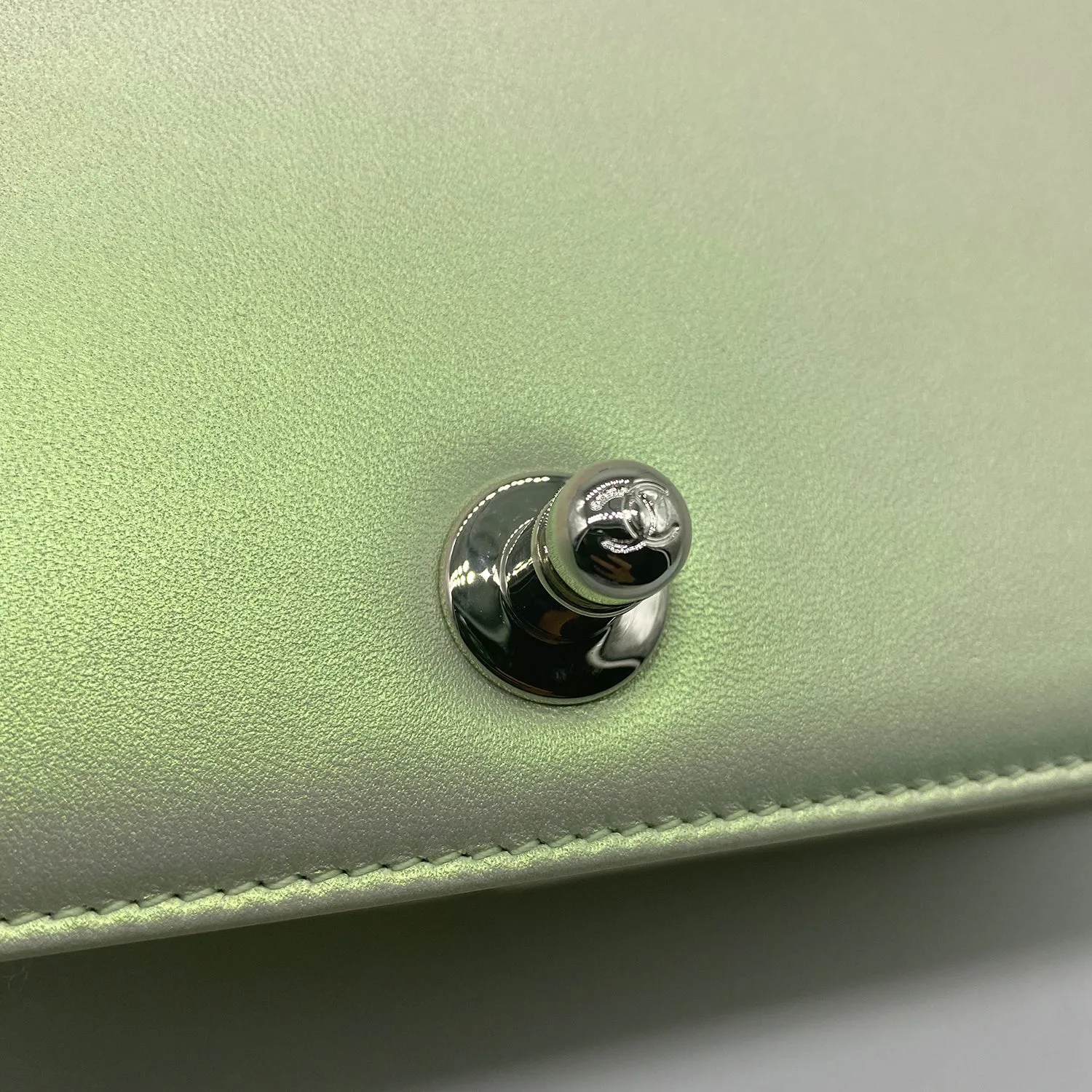 Chanel Medium Boy Flap in Iridescent Green Lambskin Chevron Quilted with Sliver Hardware