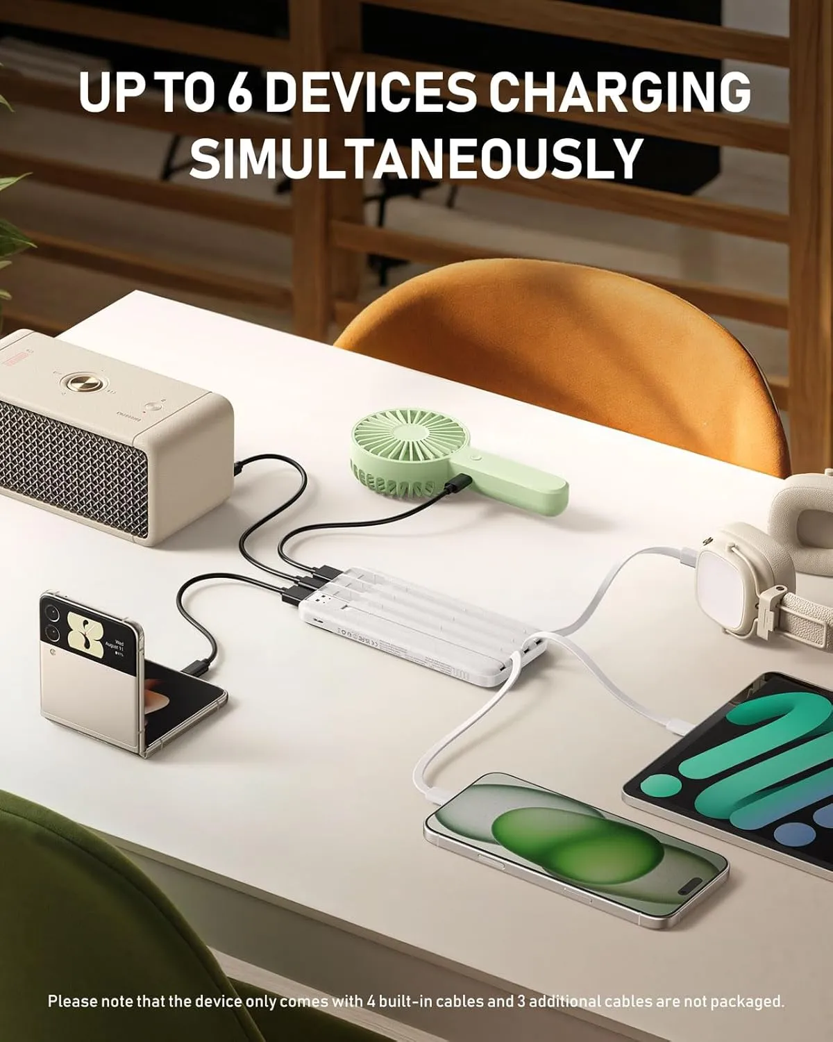 Charmast Portable Charger with Built in Cables, 10000mAh Slim Power Bank, 15W USB C in&Out Port High Speed Charging External Charger, Battery Pack Compatible with iPhone 16 15 13 Samsung Google iPad