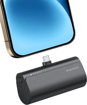 Charmast Small Portable Charger for iPhone 16/15, 5000mAh Ultra-Compact 20W PD Fast Charging USB C Power Bank Mini Battery Pack Compatible with iPhone 16/16 Pro Max/15/15 Pro Max, Samsung S24
