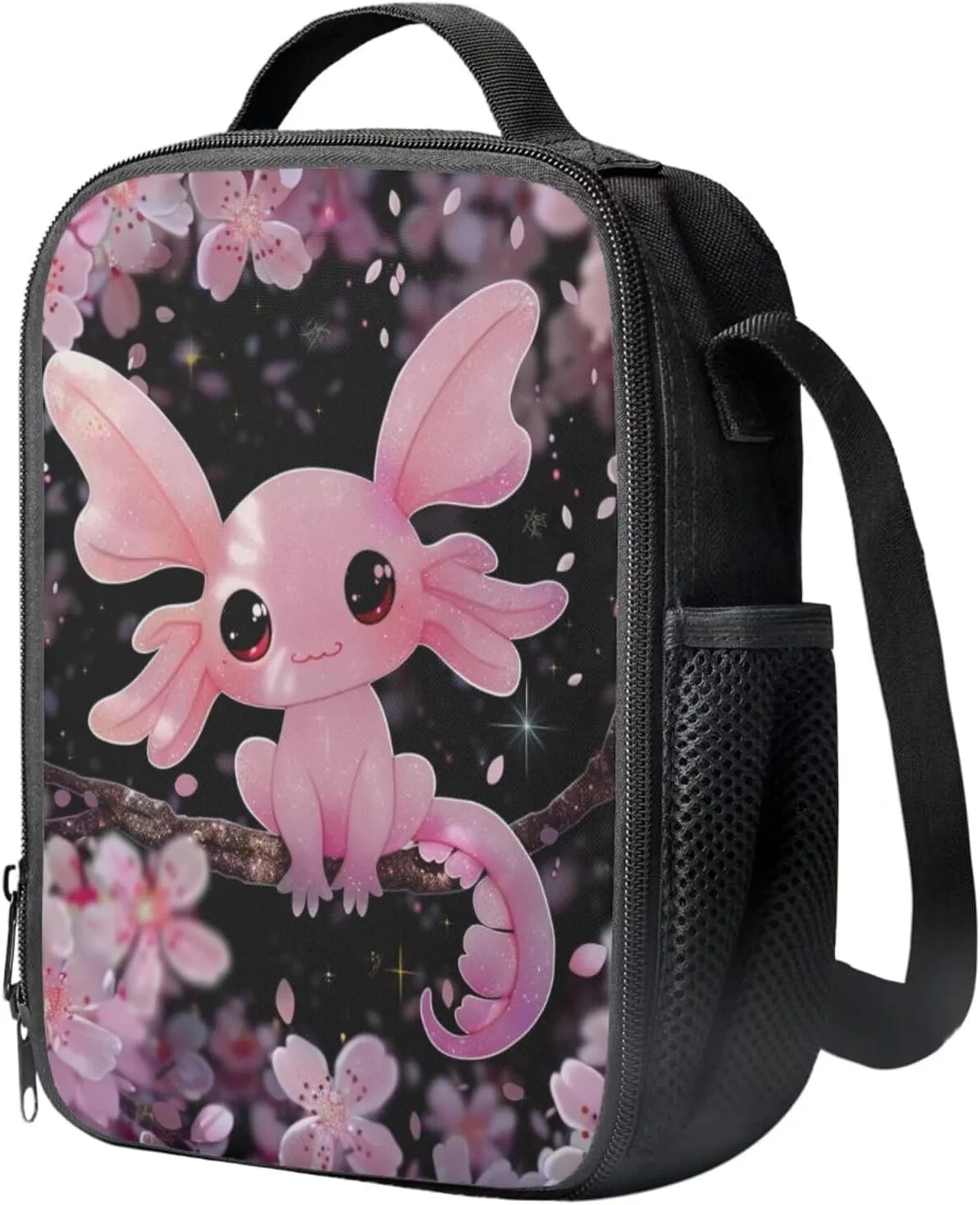 Cherry Blossom Bookbag and Lunch Box Set for Girls Salamander Backpack for Girls Boys Bookbag with Lunch Box Pencil bag for Elementary Middle School Bags Travel Back Packs