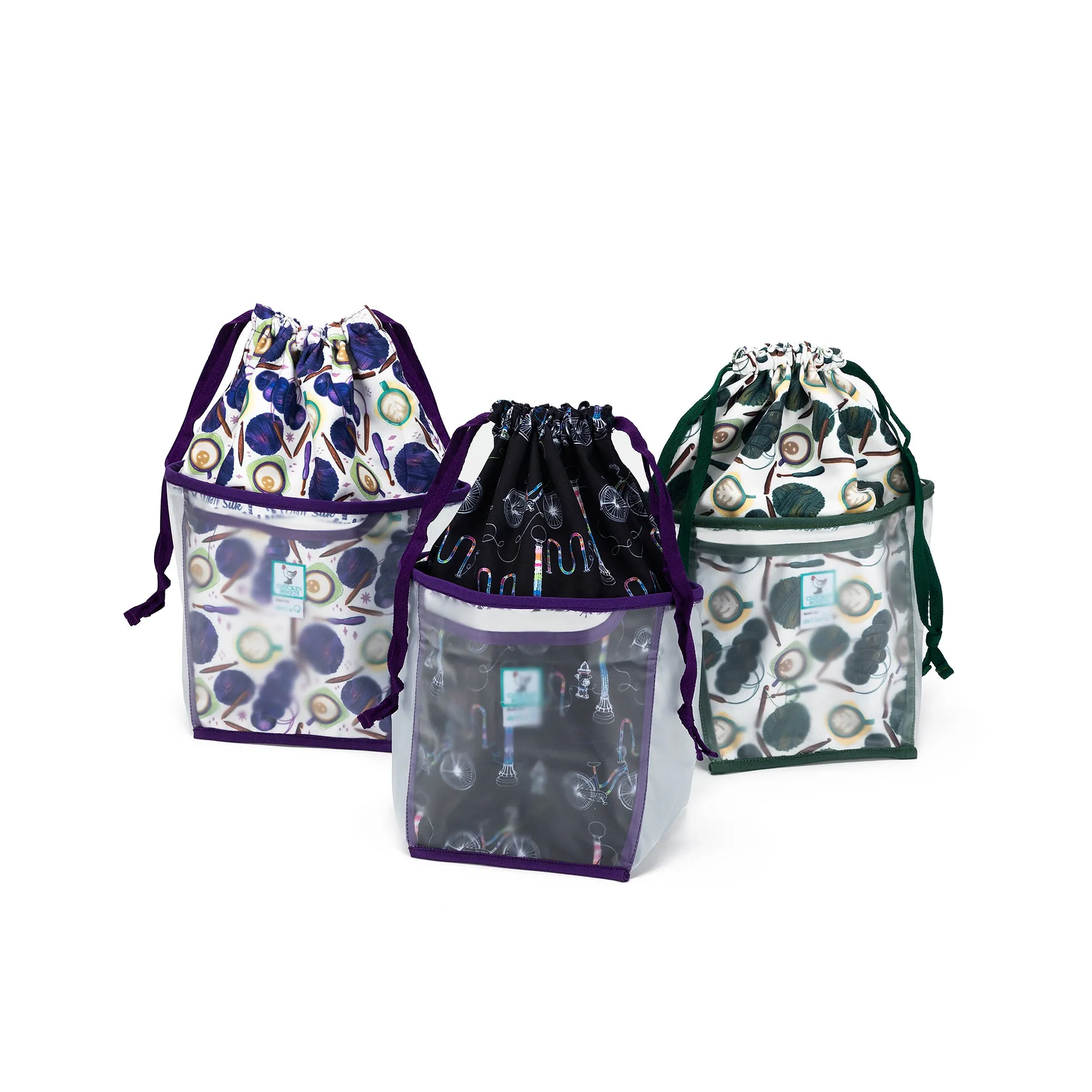 Chicken Boots x della Q Double Double Project Bag | Coffee and Yarn Purple