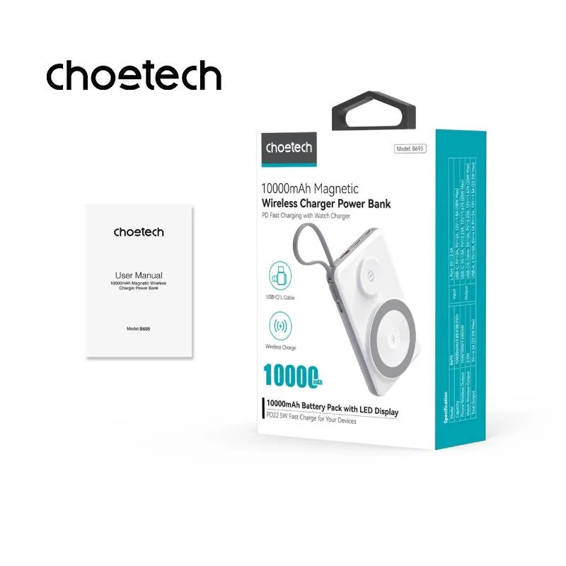 Choetech 10000 mAh LED Display  Power Bank for Mobile & Apple Watch (B695)