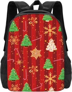 Christmas Golden Snowflakes Tree Lightweight Packable Backpack Travel Casual Large Capacity Daypack Foldable Backpack For Men Women