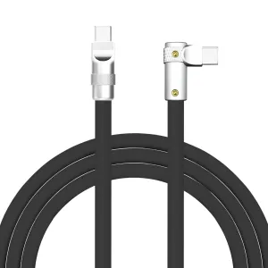 chubbycable FlexElbow Pro - 90 Degree Design 240W Fast Charge Cable Ultra-Thick Silicone Right Angle USB C Cable Phone Tablets Charging Cord, Black, Type-C to Type-C, 4.9FT