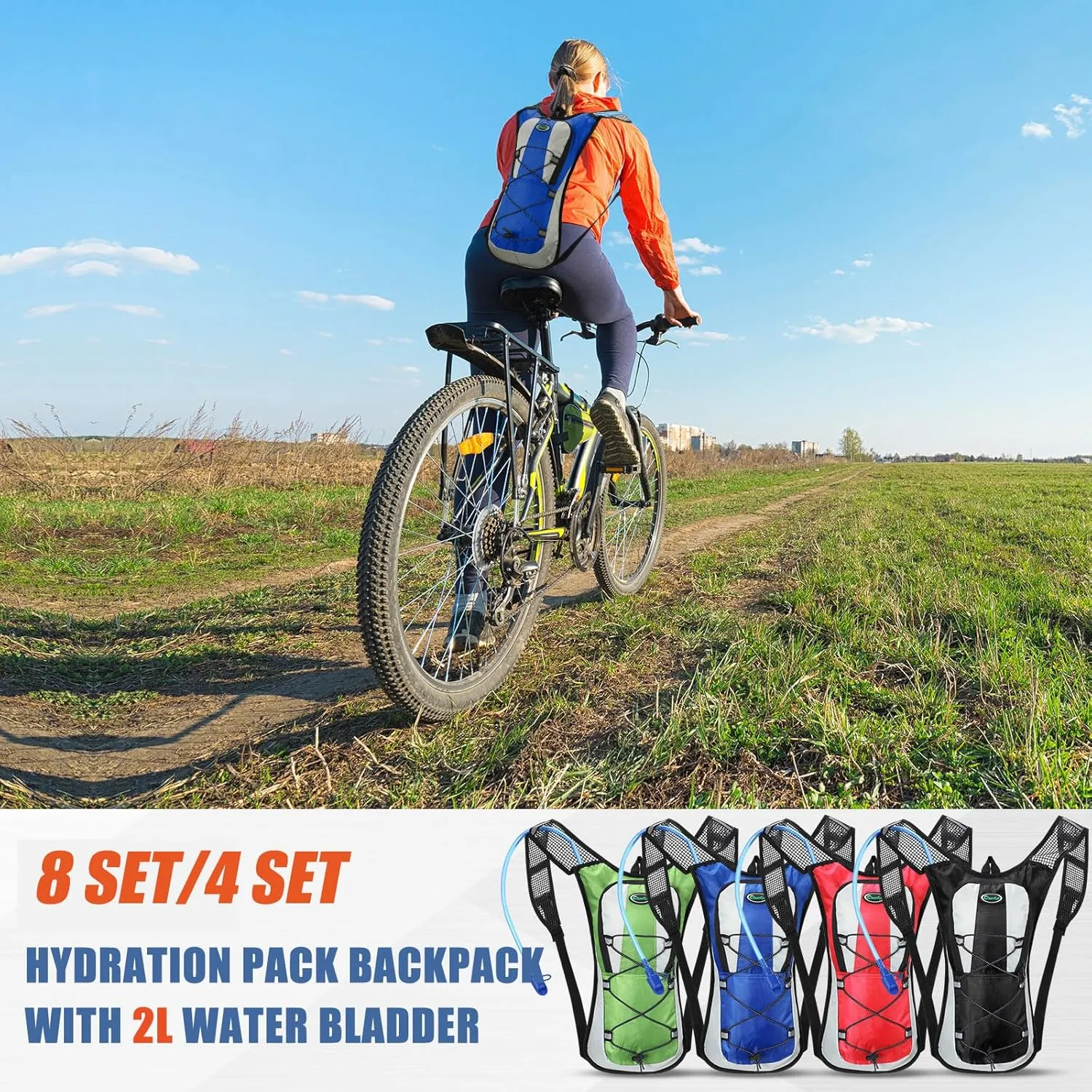 Chunful Hydration Backpack with 2L Water Bladder, Lightweight Hydration Pack Outdoor Water Backpack for Men Women Running Cycling Biking Climbing