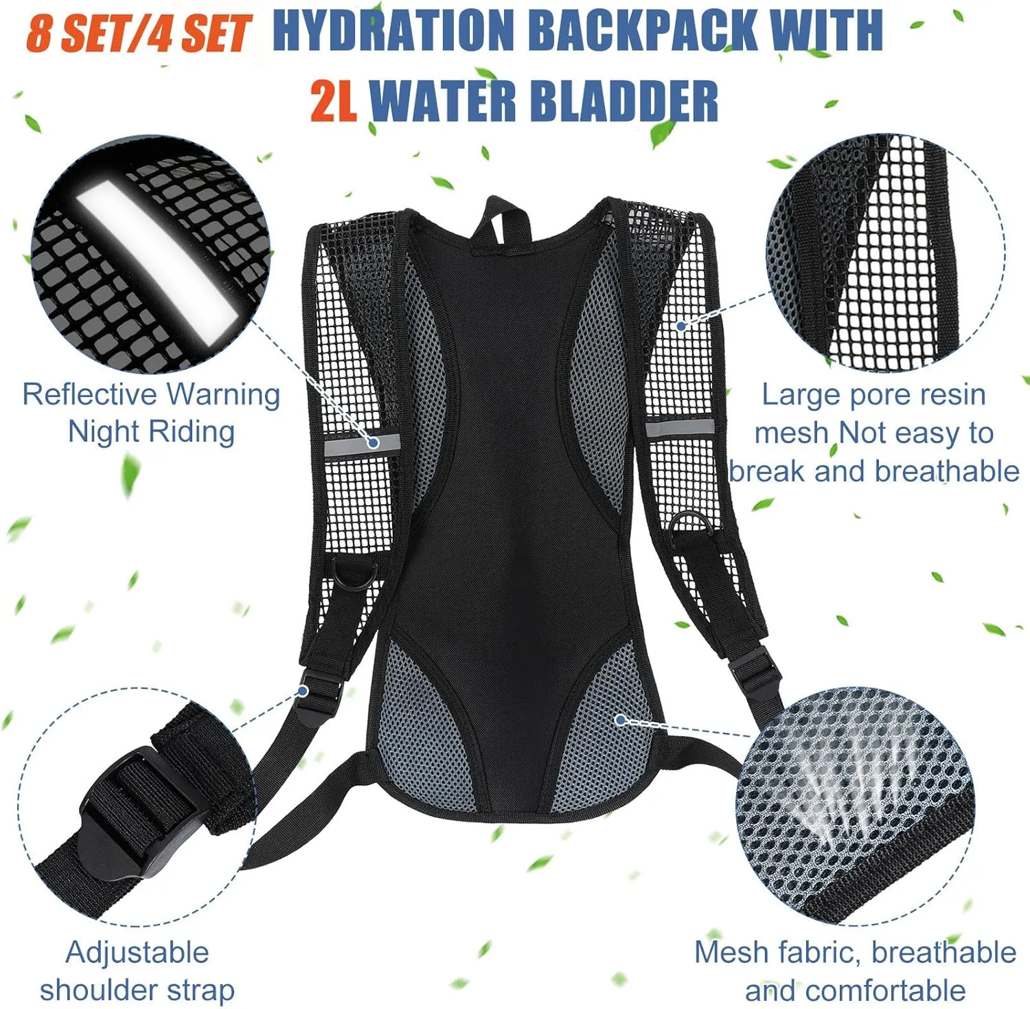 Chunful Hydration Backpack with 2L Water Bladder, Lightweight Hydration Pack Outdoor Water Backpack for Men Women Running Cycling Biking Climbing