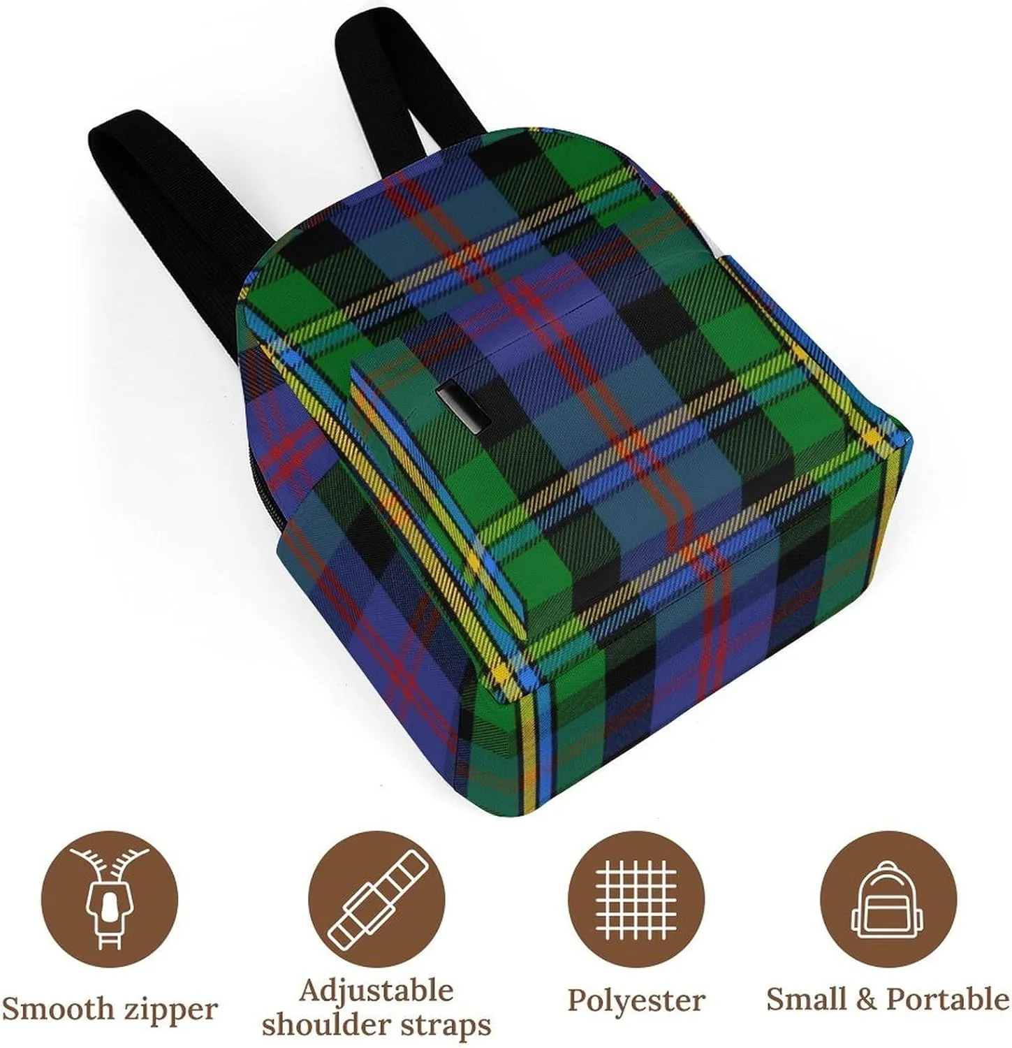 Clan Malcolm Tartan Large Capacity All Print Casual Women's Waterproof Backpack