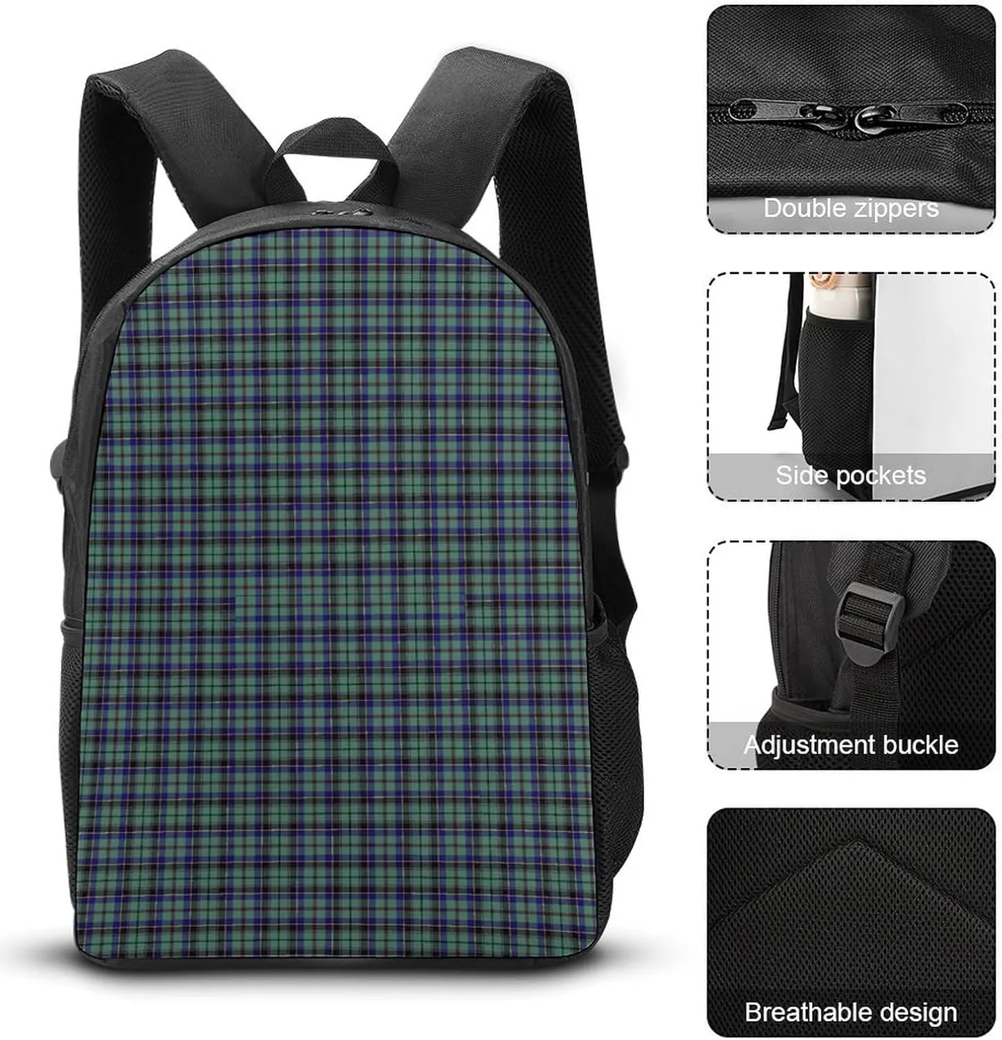 Clan Stevenson Tartan 17 Inch Backpack Diagonal Lunch Bag Pencil Case Set Unisex