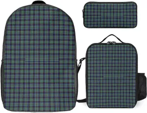 Clan Stevenson Tartan 17 Inch Backpack Diagonal Lunch Bag Pencil Case Set Unisex