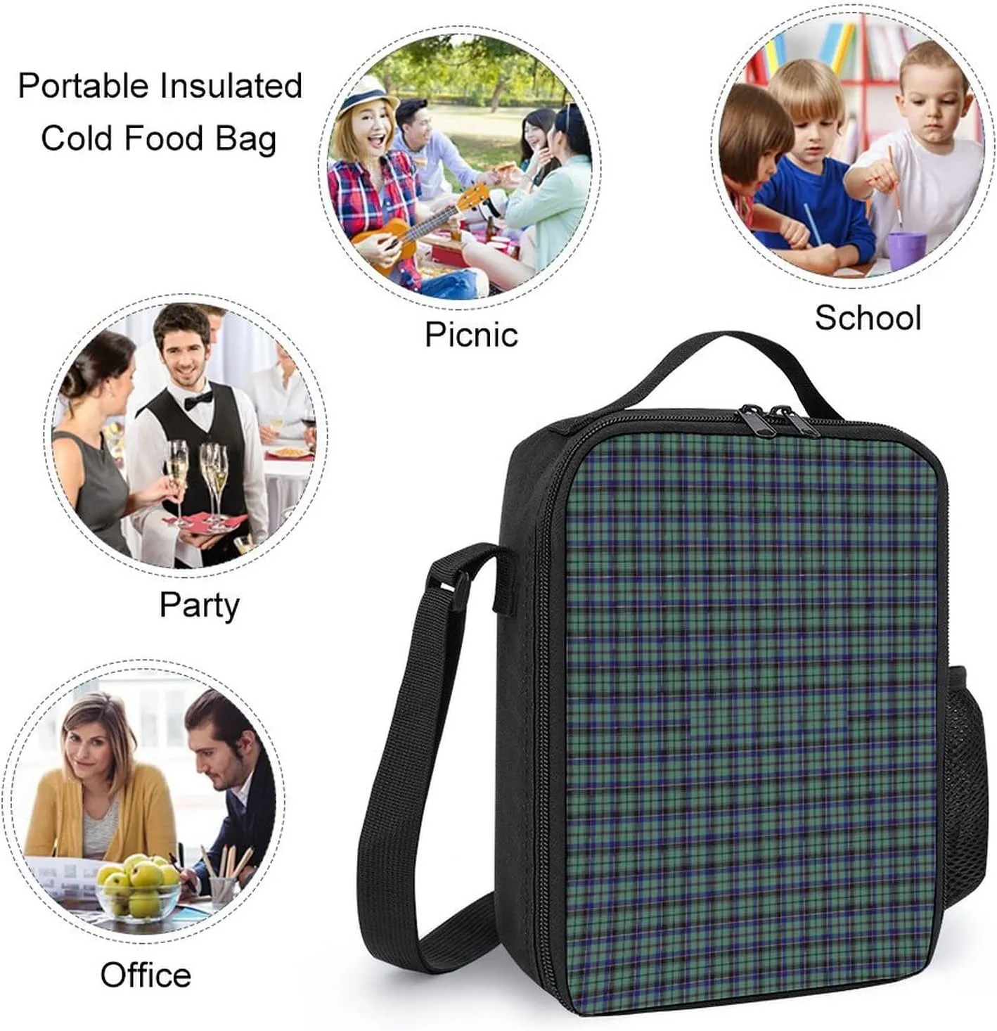 Clan Stevenson Tartan 17 Inch Backpack Diagonal Lunch Bag Pencil Case Set Unisex