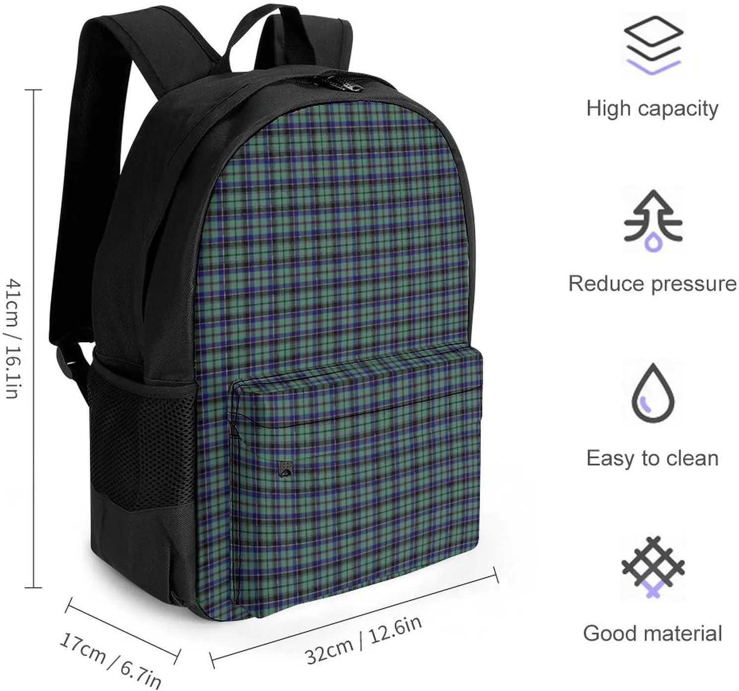 Clan Stevenson Tartan Large Capacity Fully Printed Backpack with Pockets Unisex