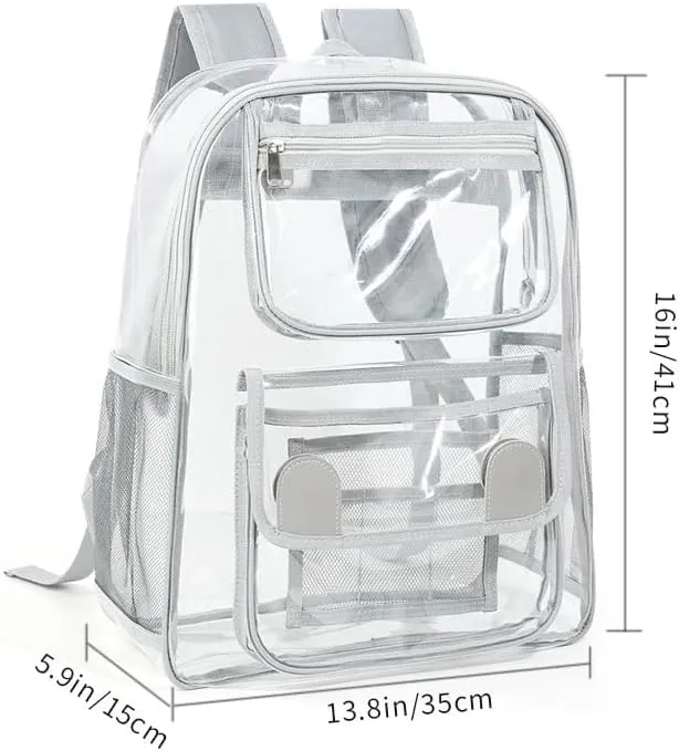 Clear Backpack Duty PVC Transparent Backpacks with Reinforced Strap Stitches & Large Capacity. (COLOR7,Large)