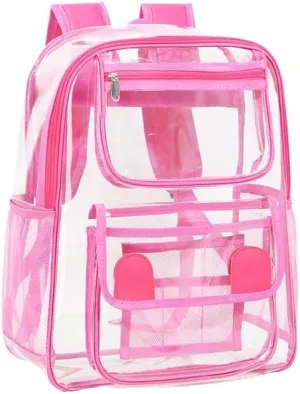 Clear Backpack Duty PVC Transparent Backpacks with Reinforced Strap Stitches & Large Capacity. (COLOR7,Large)