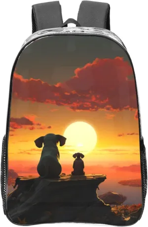 Clear Backpack Waterproof PVC Transparent Laptops Bag Elephant and Dog Watch The Sunset Heavy Duty See Through Daypack