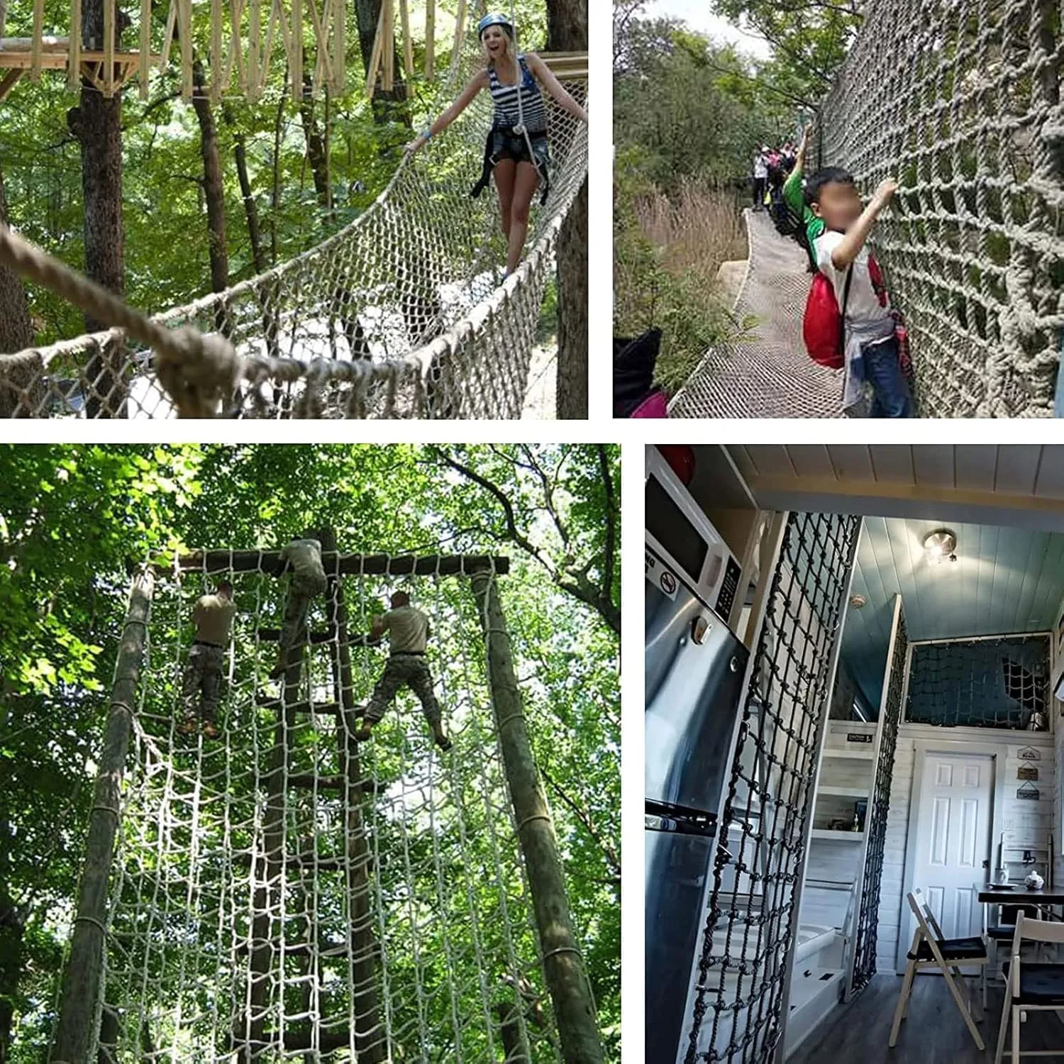 Climbing Net - Climbing Cargo Net for Outdoor, Backyard Playground Climbing Frame Net, Durable Polyamide Rope Ladder for Balcony Railing Protection, Military Style Obstacle Course.,1.5m*1m