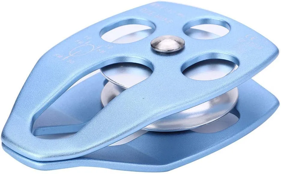 Climbing Pulley Micro Single Bearing Movable Pulley Aluminum Heavy Duty Climbing Hoisting Cave Exploration Aerial Work Heavy Load 32KN Compatible with 15mm Rope