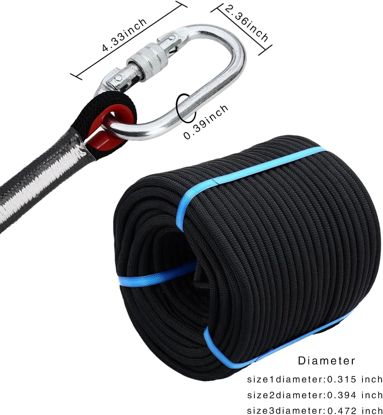 Climbing Rope 10mm 246Ft (75m) Static Climbing Rope Outdoor Rock Climbing Rope Braided Polyester Static Rock Climbing Rope High Strength Outdoor Rope for Rappelling Rescue Rope Black