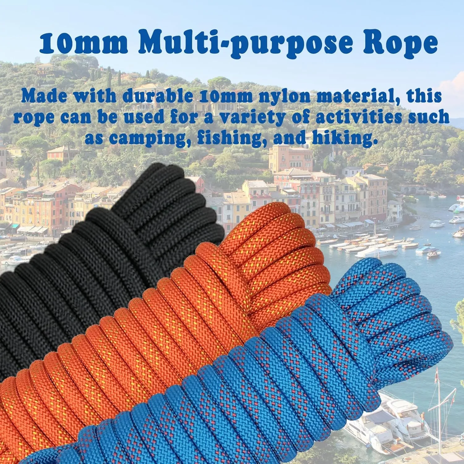 Climbing Rope, 10mm Static Rock Climbing Cord, High Strength Rope, Safety Rope for Escape, Fire Rescue, Dock Anchor, Ice Climbing (Orange, 32ft)