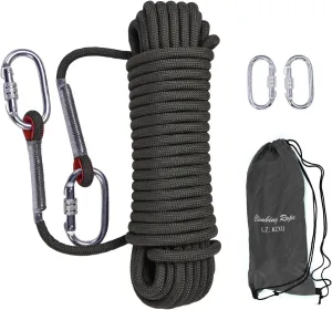 Climbing Rope, 12 mm Static Climbing Rope, 32FT(10M) 65FT(20M) 100FT(30M) 164FT(50M) Outdoor Rock Climbing Rope, Escape Rope, Rappelling Rope, Fire Rescue Parachute Rope