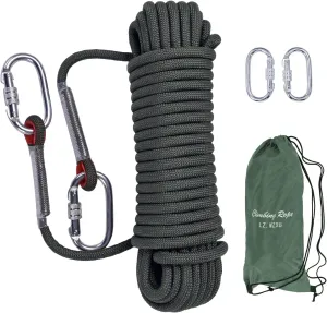 Climbing Rope, 12 mm Static Climbing Rope, 32FT(10M) 65FT(20M) 100FT(30M) 164FT(50M) Outdoor Rock Climbing Rope, Escape Rope, Rappelling Rope, Fire Rescue Parachute Rope