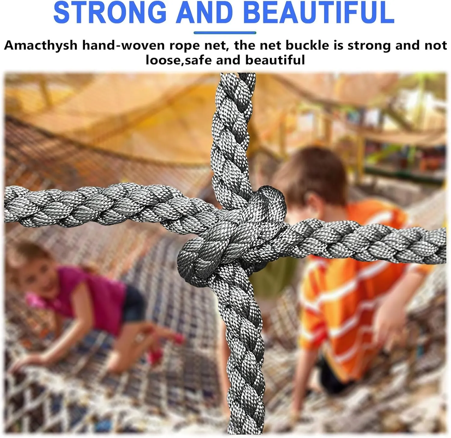 Climbing Rope Net for Kids Safety Protective Net Heavy Duty Rope Cargo Net Outdoor Playground Climbing Net Railing Net Decor,13.1 * 16.4ft