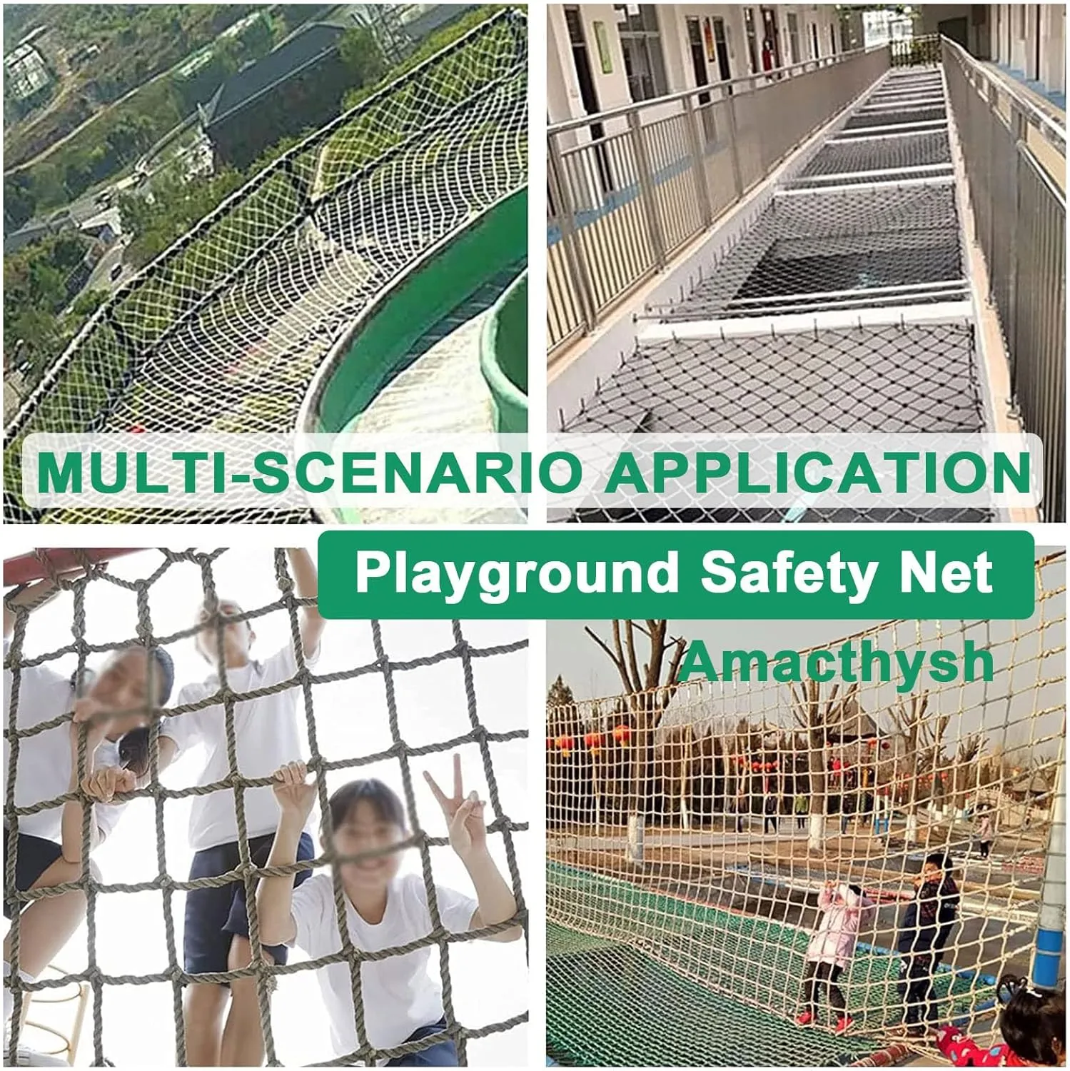Climbing Rope Net for Kids Safety Protective Net Heavy Duty Rope Cargo Net Outdoor Playground Climbing Net Railing Net Decor,13.1 * 16.4ft