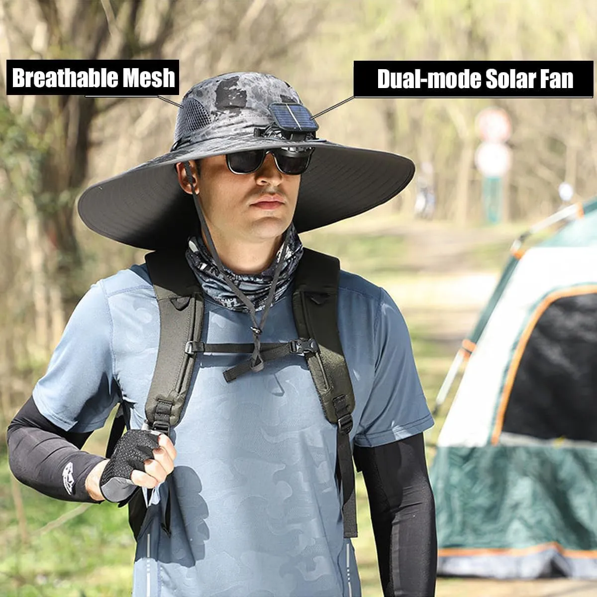Colitt - Fishing Hat with Built in Fan, Solar Hat with Built in Fan, Wide Brim Solar Fan Hat Outdoor Fishing